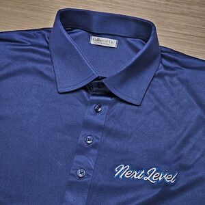 Collars & Co. Dress Collar Polo Men L Blue Short Sleeve Relaxed Fit Next Level